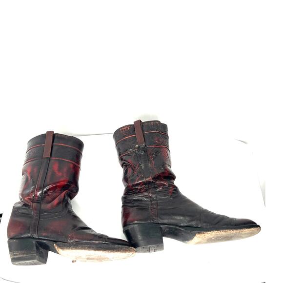 Vintage El Dorado cowboy boots 7 black cherry stovepipe style leather western main image 6
